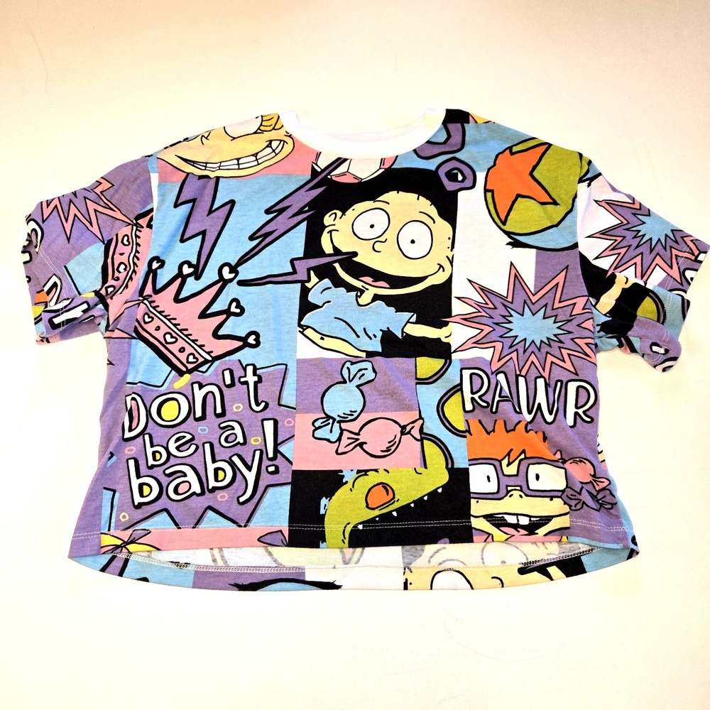 Nickelodean Rugats Graphic Cropped T-shirt Crop Top Womens Size Medium